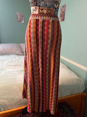 Aldo Martins Rainbow Multi-Stripe Textured Maxi Skirt
